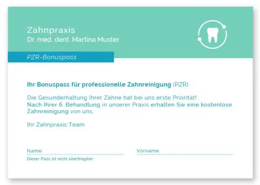 PZR Bonuspass Türkis Querformat