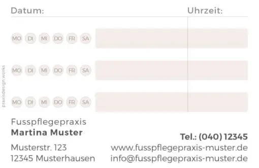 terminkarte fusspflege querformat rot