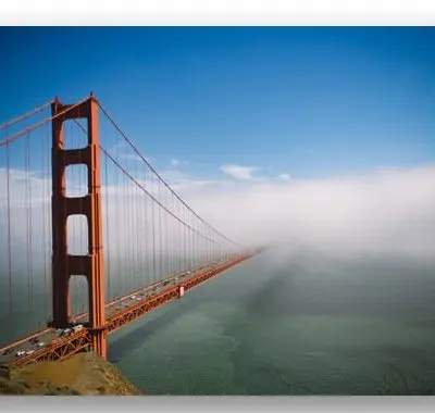 golden gate bridge cloudy wandbild