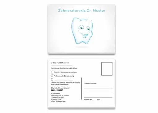 recallkarte zahn weiß individualisiert