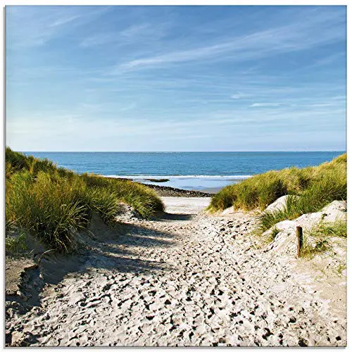 Artland Ivonnewierink Strand mit Sandduenen und einem Weg zur See Glasbild 0 2