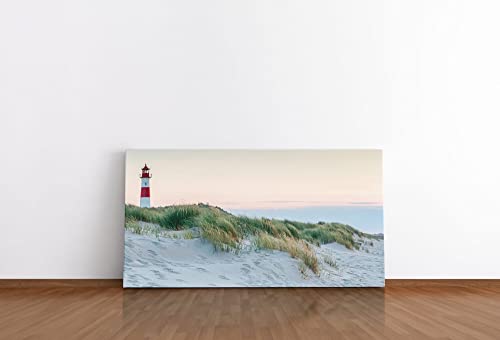 Leinwandbild 120x60cm Leuchtturm Ostsee Strand Sandduenen Sand Natur Schoen 0 5