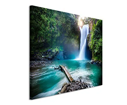 Paul Sinus Art Leinwandbild Landschaftsfotografie Wasserfall im Regenwald auf Leinwand Exklusives Wandbild Moderne Fotografie fuer ihre Wand in vielen Groessen 0